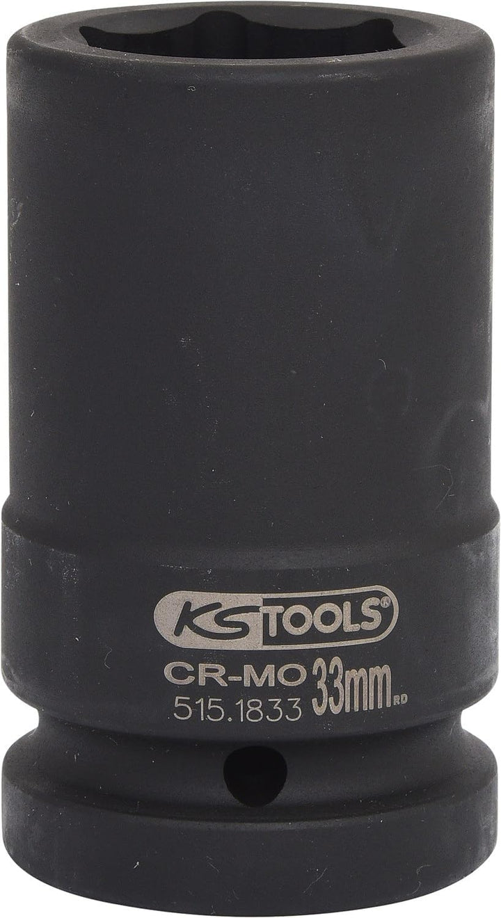 KS Tools 515.1833 1" Sechskant-Kraft-Stecknuss, lang, 33mm 33 mm, 33 mm