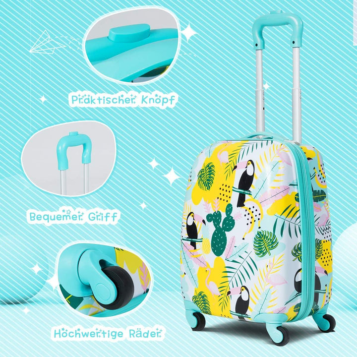 GOPLUS Kinderkoffer mit Rucksack, Kids Trolley, Kindergepäck mit Rollen, Reisekoffer mit Teleskopgri
