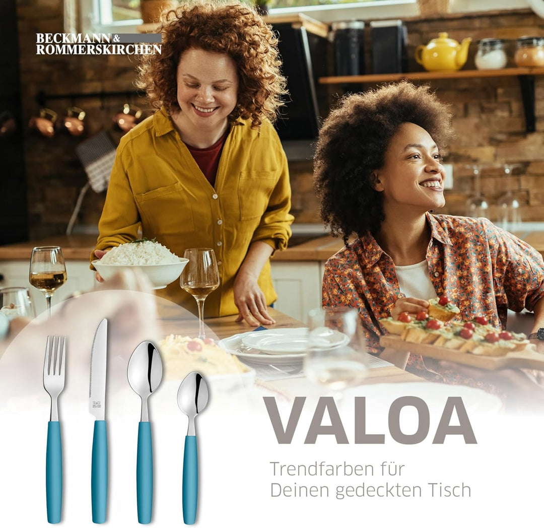 Beckmann & Rommerskirchen 2515 VALOA Besteck Set 4 Personen | 16-teilig | Petrol | Spülmaschinenfest