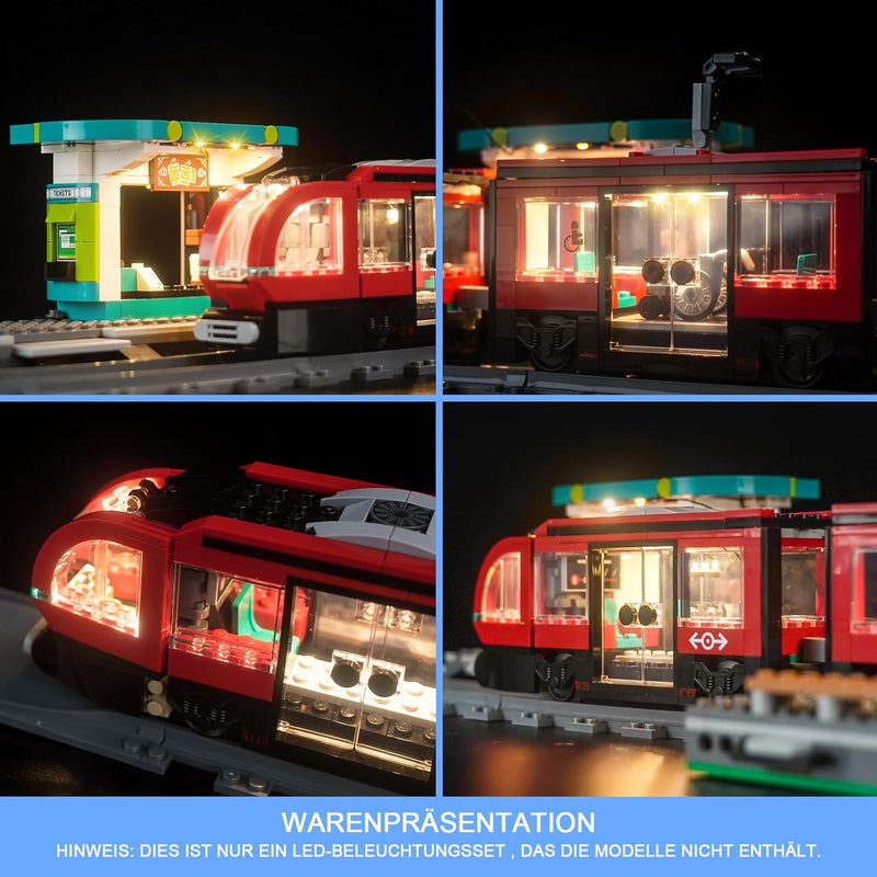 LocoLee Licht Kompatibel mit Lego City 60423 Strassenbahn mit Haltestelle, Nur Lichter Set - Kein Mo