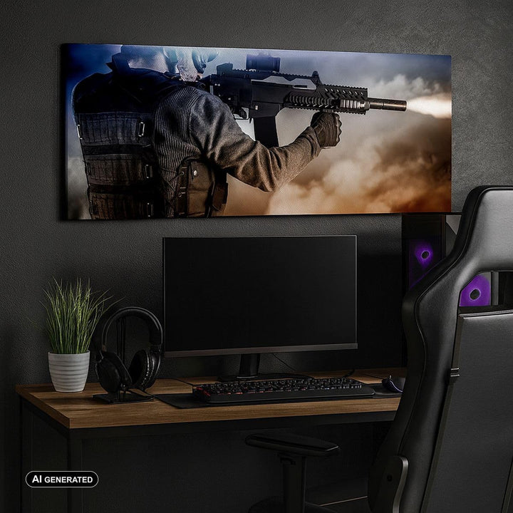 Wandbilder Dekoration Wohnzimmer Armee Soldat Shooter kugelsichere Weste Bilder auf Leinwand 120x50c