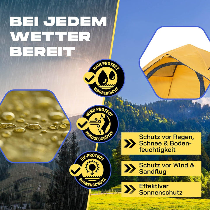 Lumaland Camping Zelt | Leichtes Pop Up Wurfzelt | 2-4 Personen Kuppelzelt | Trekking &amp; Festival Igl