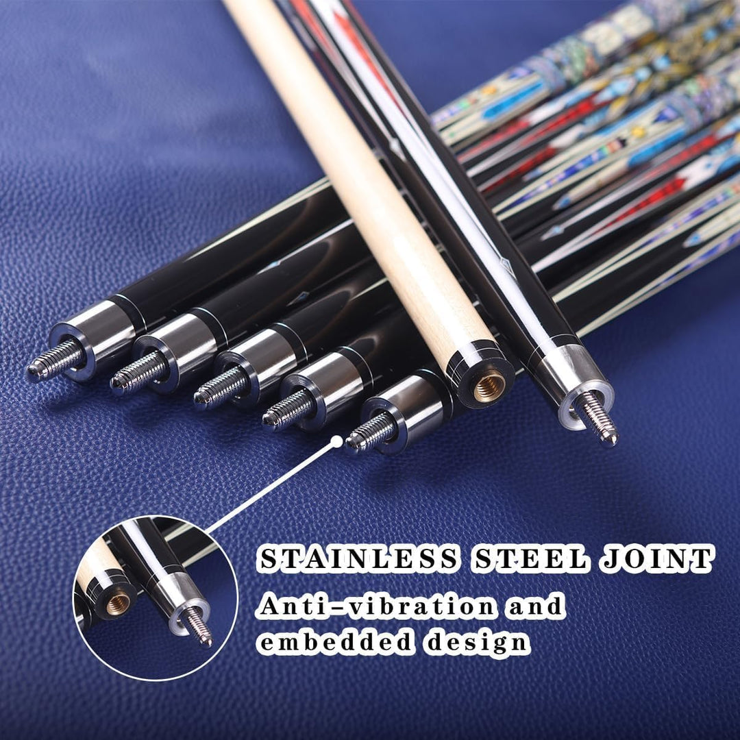 58 Inch13mm 19oz/20oz Maple Billiard Stick Pool Cue Set, Canadian Maple Professional Billiard Pool C