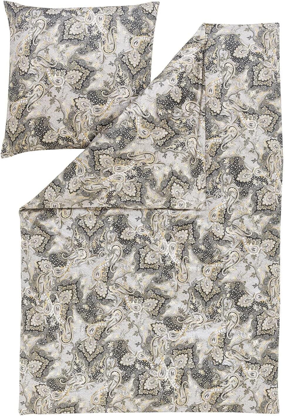 ESTELLA Mako-Satin Bettwäsche Tiberio Silber 1 Bettbezug 155 x 220 cm + 1 Kissenbezug 80 x 80 cm, 1