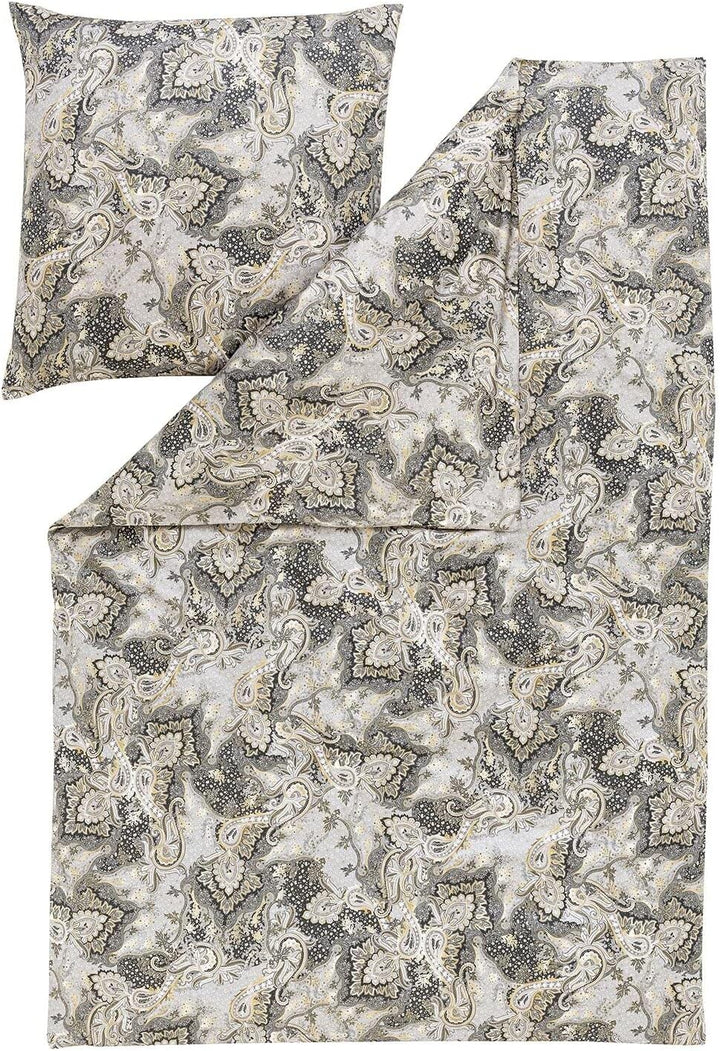 ESTELLA Mako-Satin Bettwäsche Tiberio Silber 1 Bettbezug 155 x 220 cm + 1 Kissenbezug 80 x 80 cm, 1