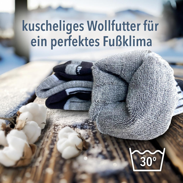 GAWILO Herren Skisocken mit Polsterung (4er-Pack) 20% wärmende Wolle 43-46 Schwarz, 43-46 Schwarz