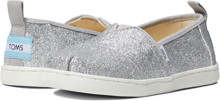 TOMS Mädchen Glitter Alpargata Flache Slipper 30 EU Silberweiss, 30 EU Silberweiß