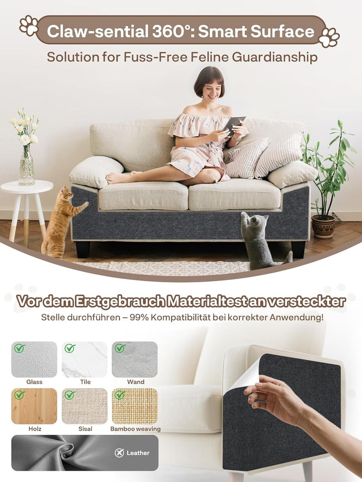 TOOSOFt Kratzmatte für Katzen, Sofa, selbstklebend, 200 x 40 cm, 2 Stück
