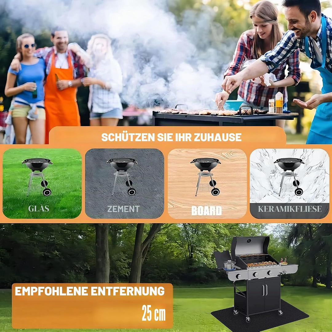 UBeesize Feuerfeste Unterlage, 96x122cm Grillmatte Bodenschutz, Kaminmatte Grillteppich Bodenschutzm