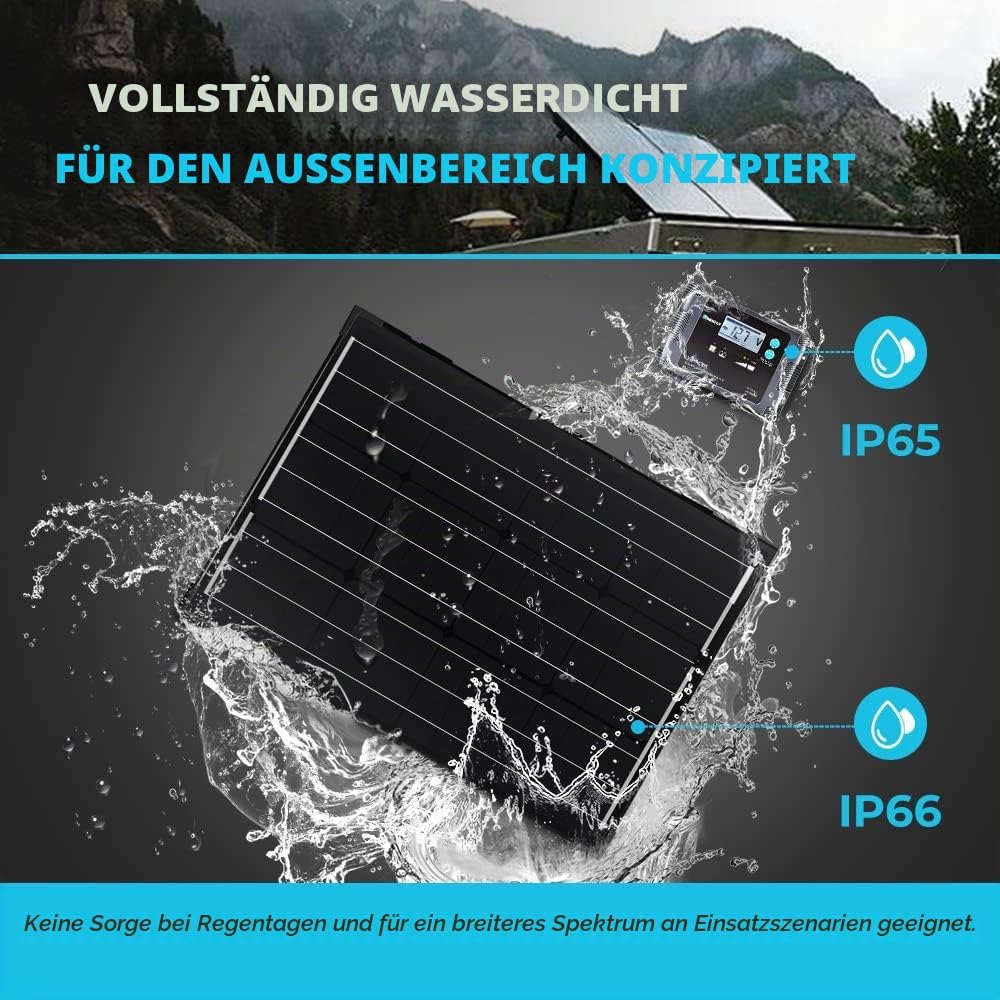 Renogy 100W 12V Mono Solarkoffer Wasserdicht 20A Solarregler LCD für Wohnmobil Camper Boot 100W Pane