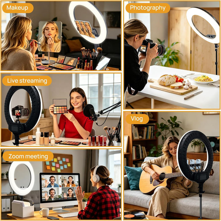 21 Zoll/53cm Ringlicht gross mit Stativ | CRI 95+ Ringleuchte mit Stativ 7000LM, Ringlicht fur YouTu