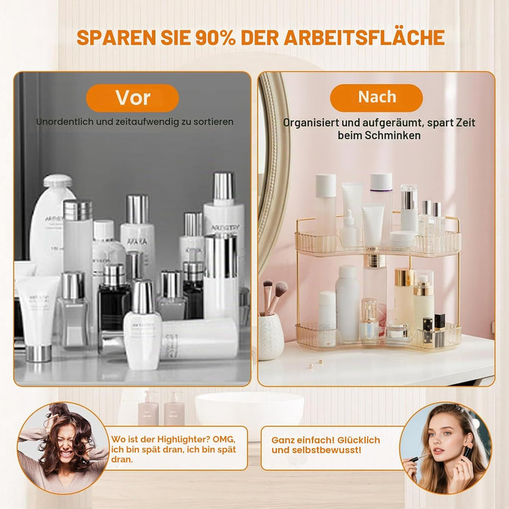 SHANNA Eckiger Make Up Kosmetik Organizer: Verstellbares Make-up-Regal für die Kommode, Multifunktio