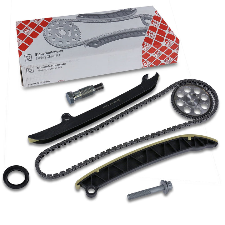 febi bilstein 104259 Steuerkettensatz für Nockenwelle, mit Gleitschienen und Kettenspanner , 1 Stück