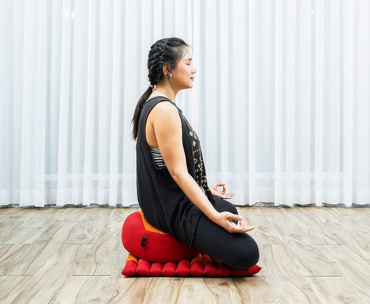 Leewadee Meditationsset Yogaset aus Meditationskissen Zafu und Kleiner rollbarer Sitzmatte Zabuton Ö