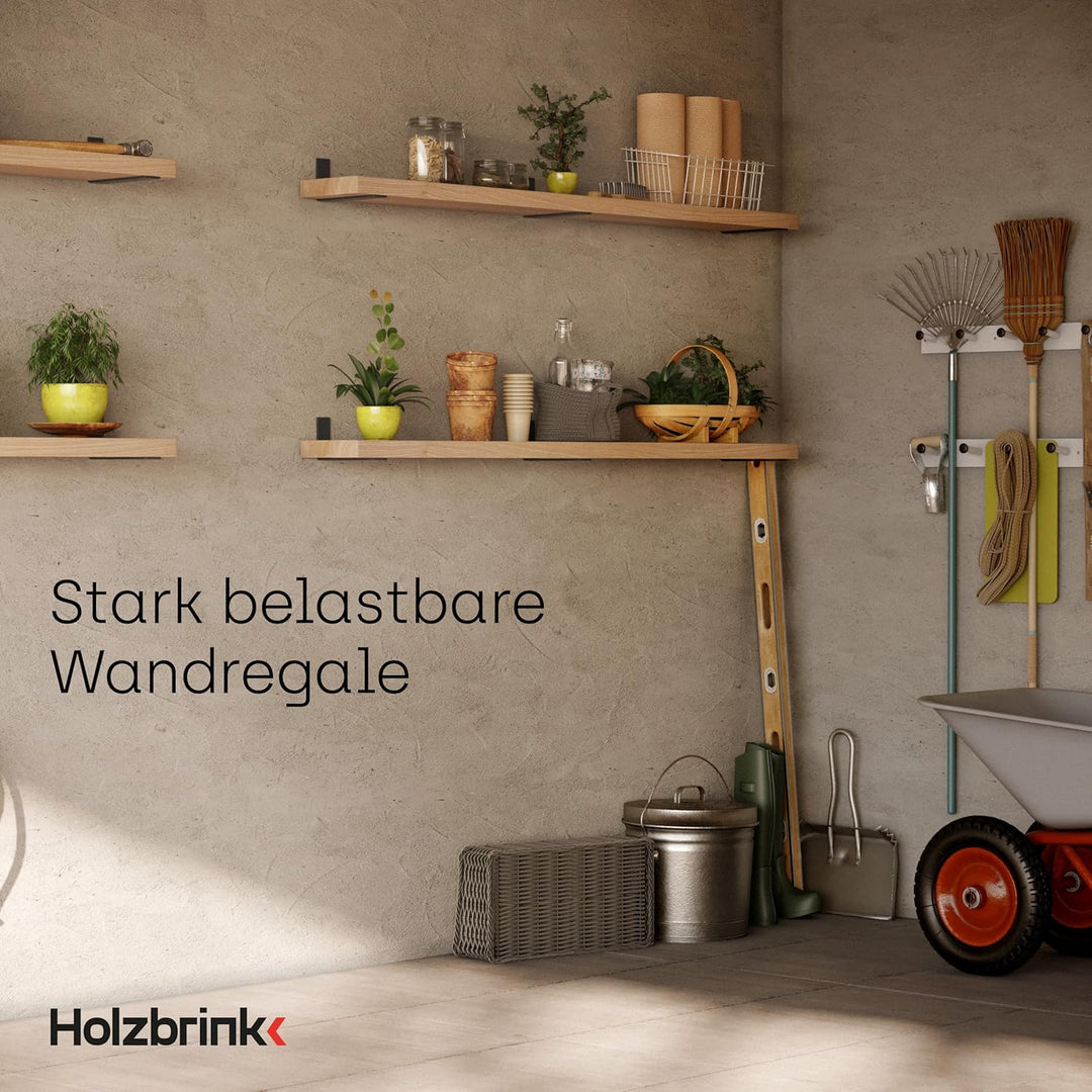HOLZBRINK Regalträger Metall Regalhalter für Wandregal, Regalwinkel grau 150x100x40 mm, 6 Stück, HLR