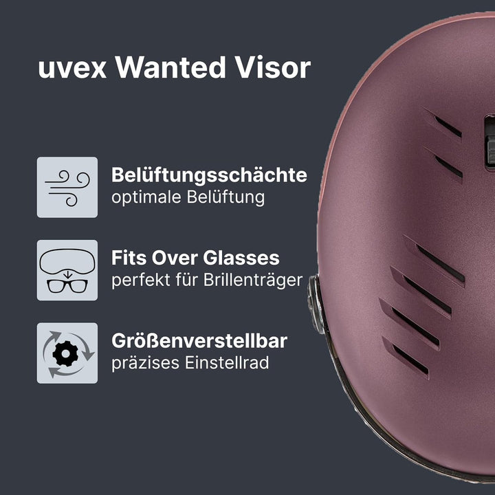 uvex Wanted Visor ski Helmet for Women & Men - Adjustable Helmet with Integrated Visor bramble - ant