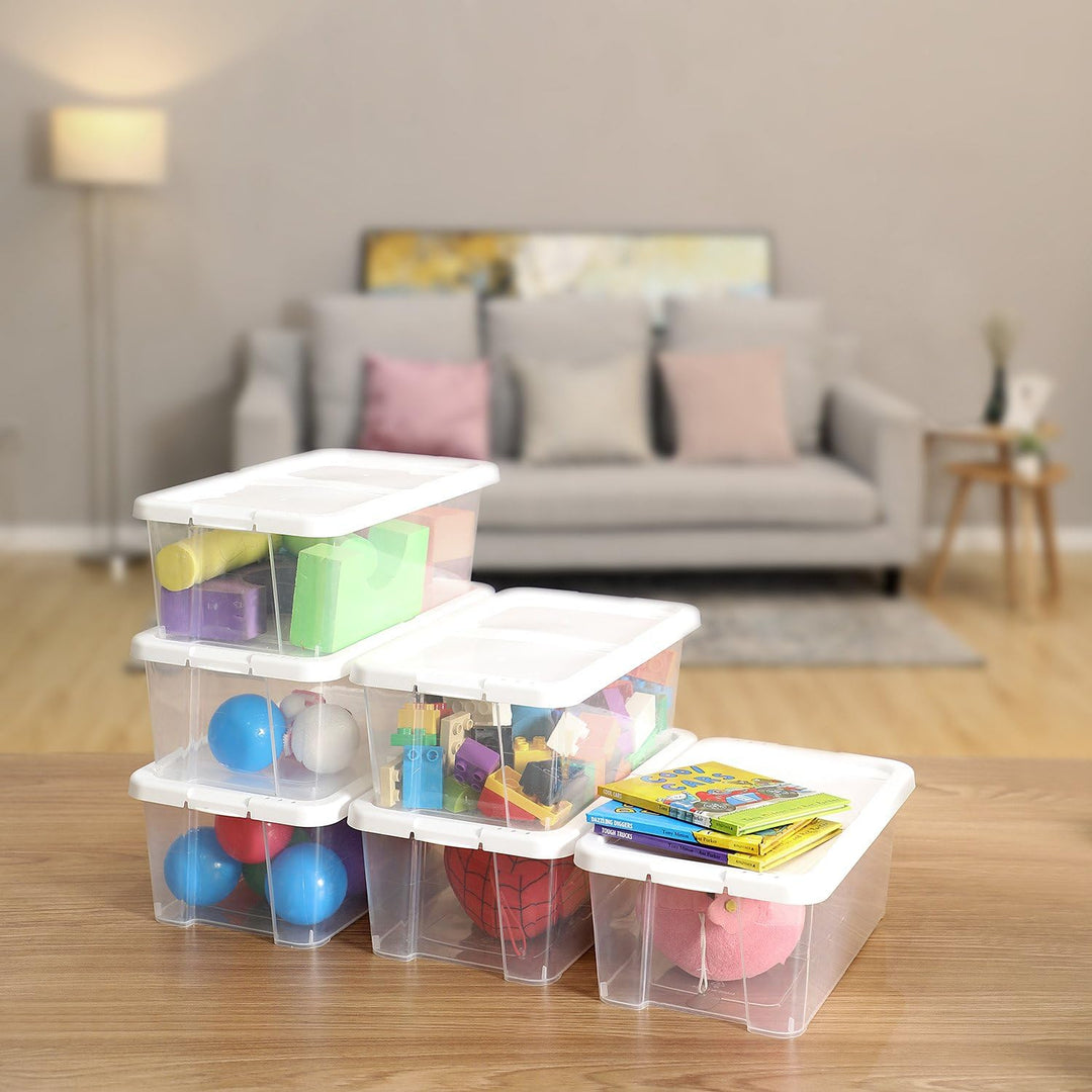 SONGMICS 12er Set Schuhboxen Aufbewahrungsboxen , Schuhaufbewahrung Speicherbox Transparent Mit Deck