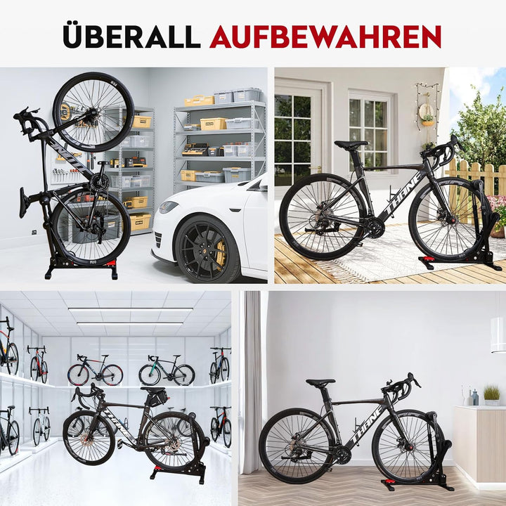 Taimimy Freistehender Fahrradständer, Fahrradhalterung Boden Vertikal, Hinterrad und Vorderrad Ausst