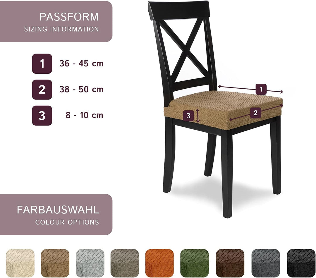 SCHEFFLER-Home Stretch Stuhlbezug Luna/Beige Stuhlbezug 4er Set elastische Stuhlschoner/Sitzbezug Es