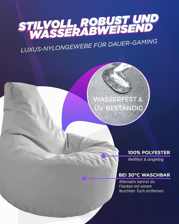 PATCH HOME Gamer Sessel mit Reissverschluss Lounge Kissen Sitzsack Sitzkissen Bean Bag In & Outdoor