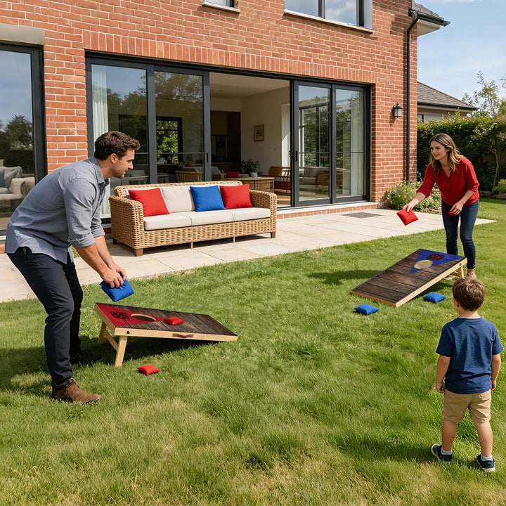 NZQXJXZ Cornhole Spiel Outdoor mit Automatischem Punktezähler, 60x35cm Massivholz Premium Corn Hole