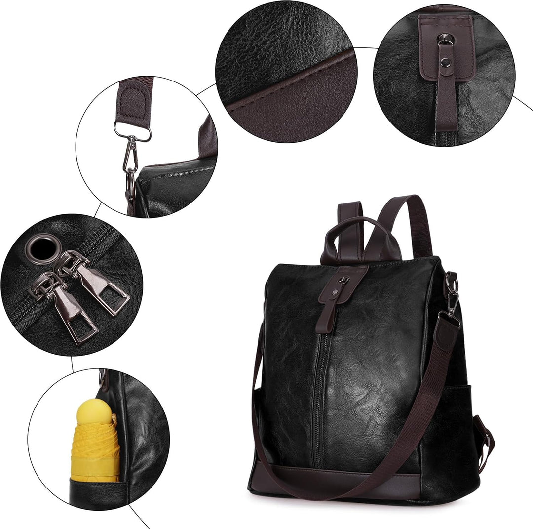 HUA ANGEL Elegant Anti Diebstahl Rucksack Damen Klein Cityrucksack Wasserdicht Leder Handtaschen Ruc