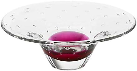 CRISTALICA Glasschale Dekoschale Obstschale Glas Transparent Rot Rubin 32 cm mundgeblasen