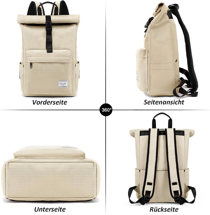 TANTOMI Rucksack Damen Herren, Rucksack Laptop Tasche 15,6 Zoll, Laptop Rucksack Damen Herren weit ö