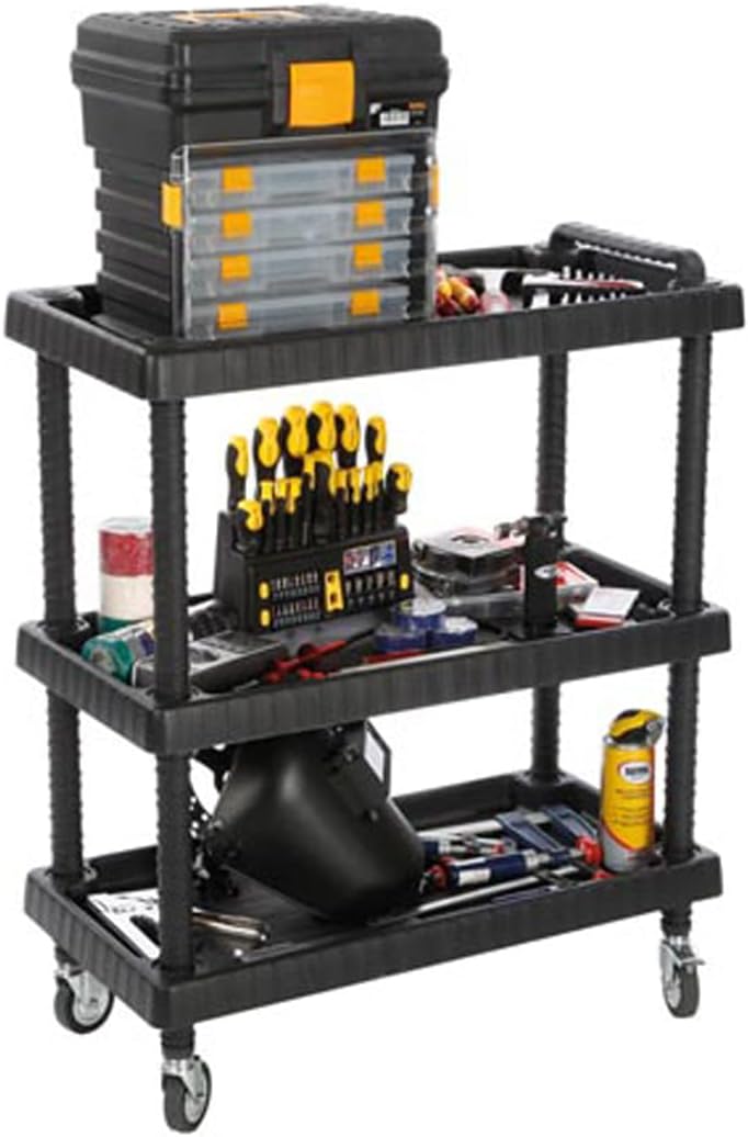Art Plast D+75373 Rollwagen aus Polypropylen, Sheel, Schwarz, 750 x 375 x 920 mm