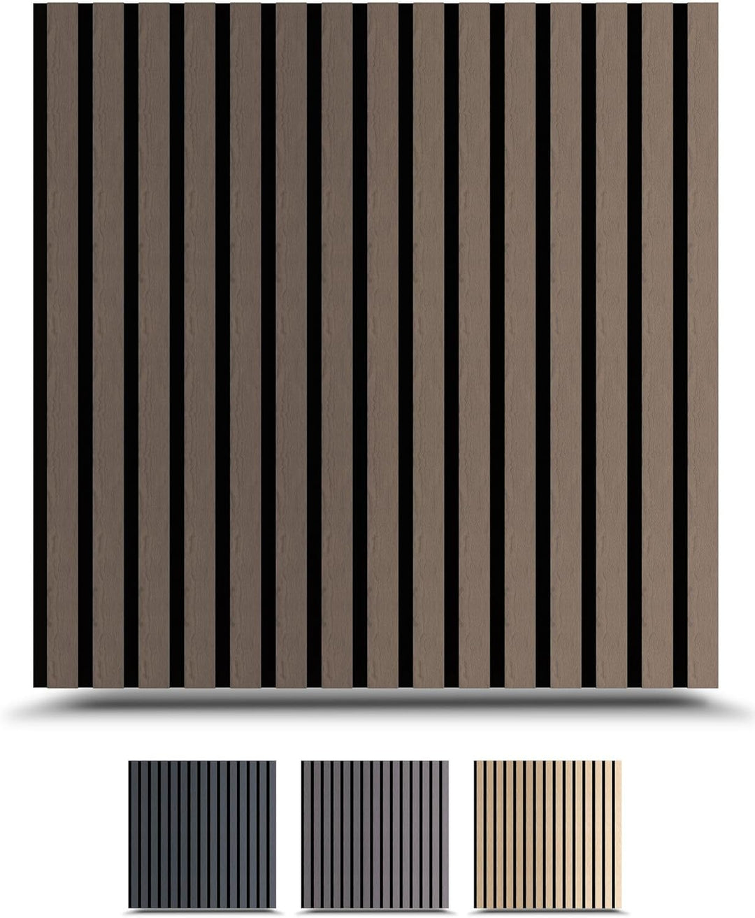 Akustikpaneele 60x60cm, 4 Stück Walnuss, Wandverkleidung Wanpaneele Holz, Lamellenwand mit Geräusche