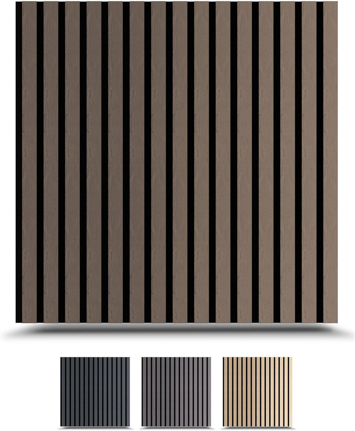 Akustikpaneele 60x60cm, 4 Stück Walnuss, Wandverkleidung Wanpaneele Holz, Lamellenwand mit Geräusche