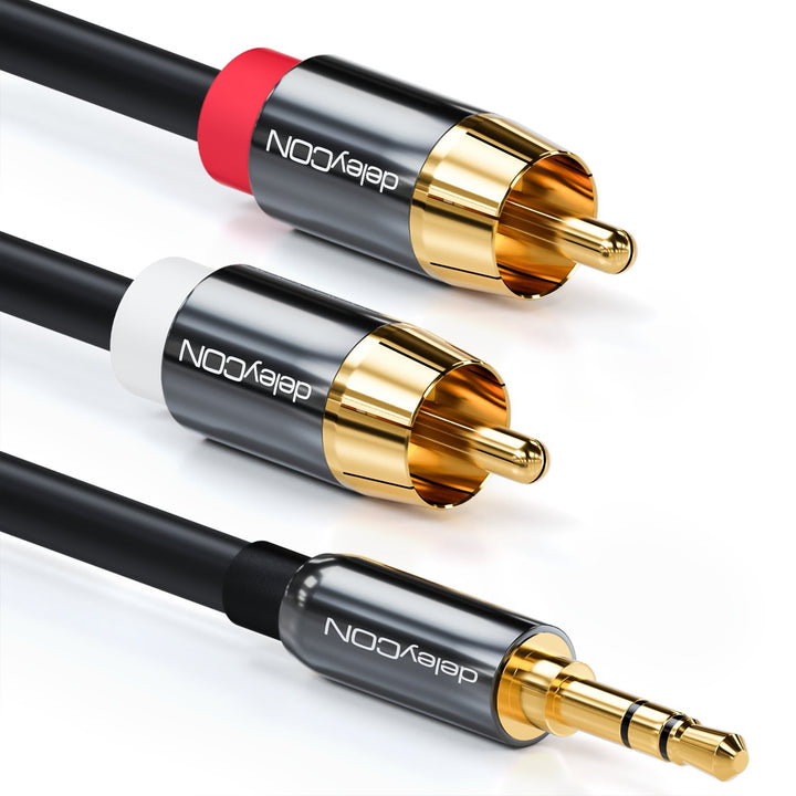 deleyCON 15m Klinkenkabel Cinch Kabel 3,5mm Klinke zu Cinch RCA Stereo Audio Kabel 1x Klinkenstecker