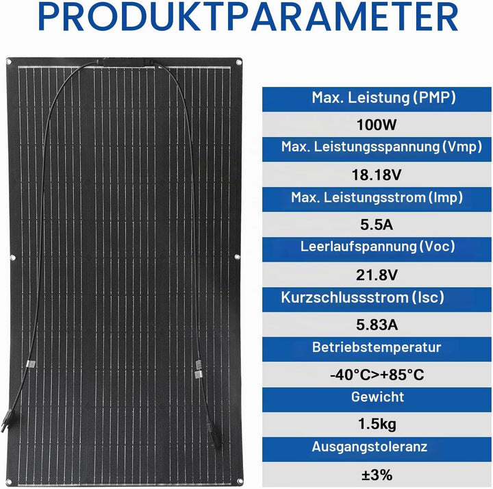 400W SolarPanel ETFE Semi Flexible(4pcs 100W) etfe Mono Solarmodul FüR Gartenhaus, Camping, Wohnmobi