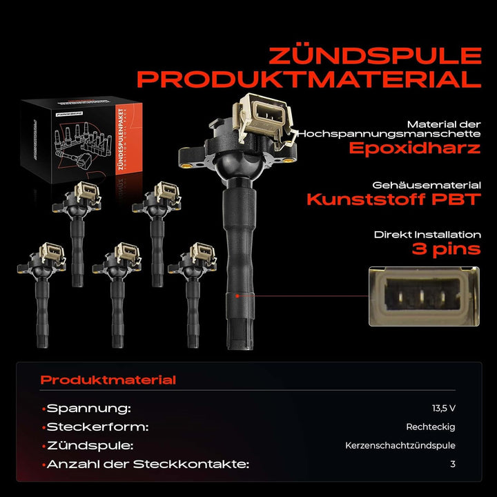 6x Zündspule Zündmodul für 3er 5er 7er E36 E39 E46 8er Z3 Z8 R-a-n-g-e R-o-v-e-r III ZS ZT 75 1993-2