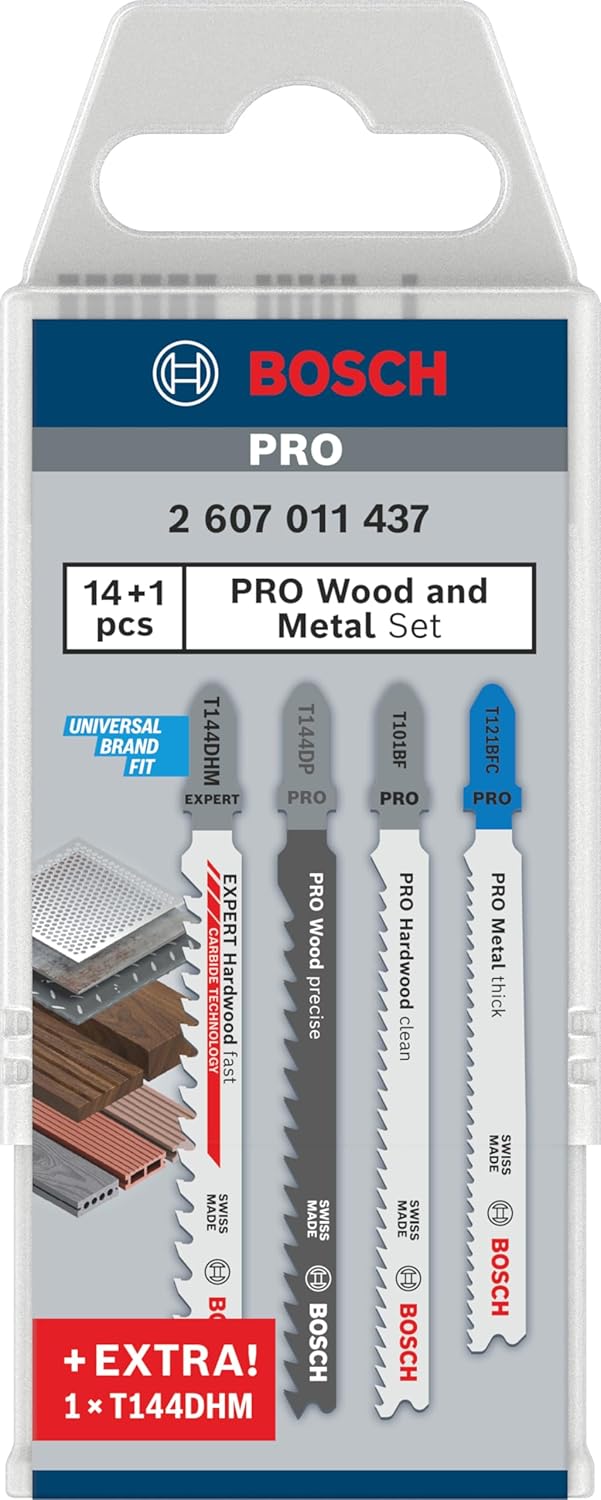 Bosch 15-tlg. Stichsägeblatt Set (für Holz, Zubehör für Stichsägen), für Holz