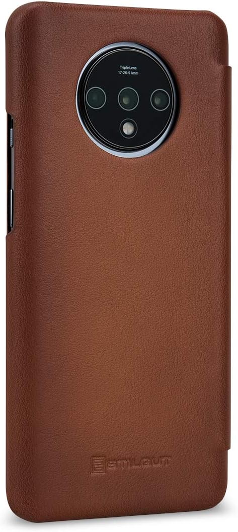 STILGUT Hülle geeignet für OnePlus 7T Lederhülle Book Type, braun antik OnePlus 7T braun antik, OneP