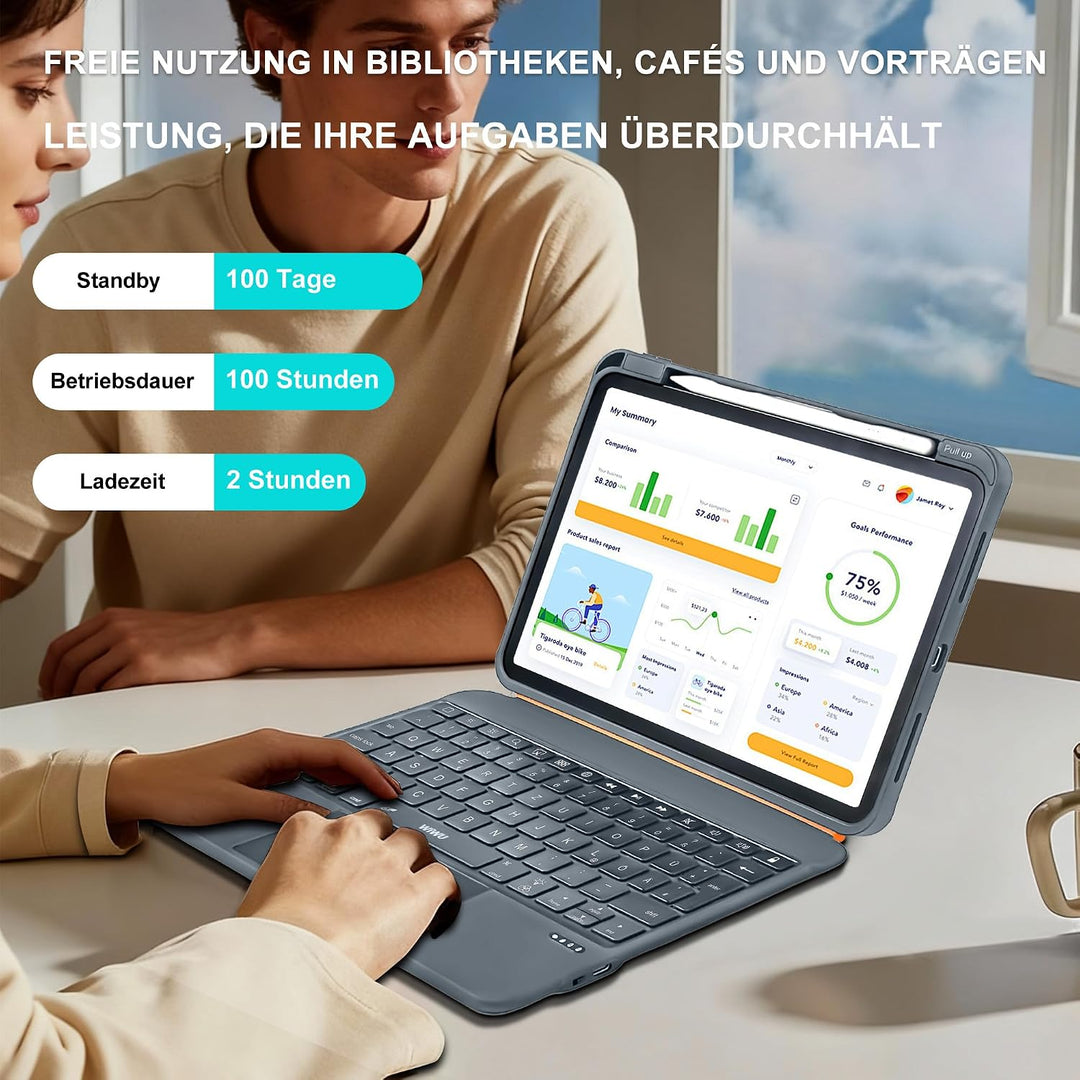 WIWU iPad Pro 11 Hülle mit Tastatur (M5/M4 2025/2024) 360°-Ständer Magnetisch Abnehmbare Tastaturhül
