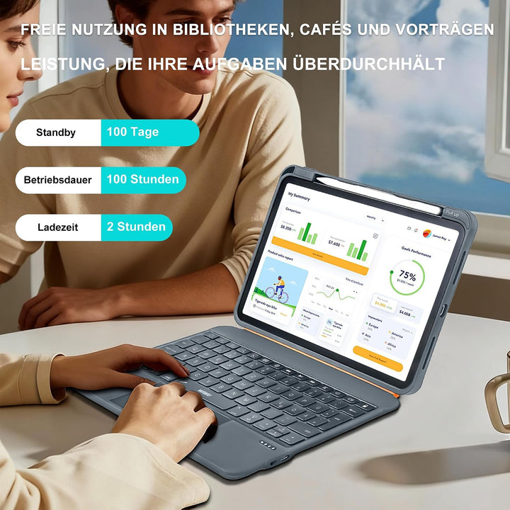 WIWU iPad Pro 11 Hülle mit Tastatur (M5/M4 2025/2024) 360°-Ständer Magnetisch Abnehmbare Tastaturhül