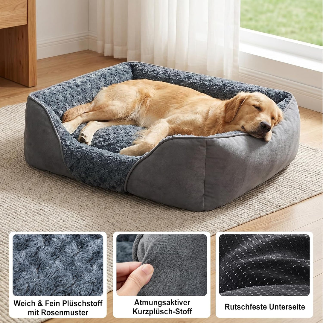 JOEJOY Hundebett Waschbar Flauschig, rutschfest Anti-Angst Hundekorb Weich Bequem Rosensamt, Haustie