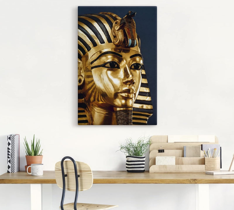 ARTland Leinwandbilder Wandbild Bild auf Leinwand 40 x 60 cm Wanddeko Figur Maske Schmuck Gold Büste