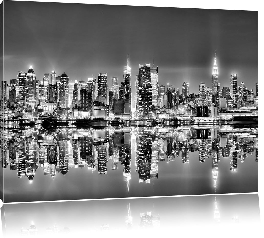 Pixxprint Manhattan Skyline / 100x70cm Leinwandbild bespannt auf Holzrahmen/Wandbild Kunstdruck Deko