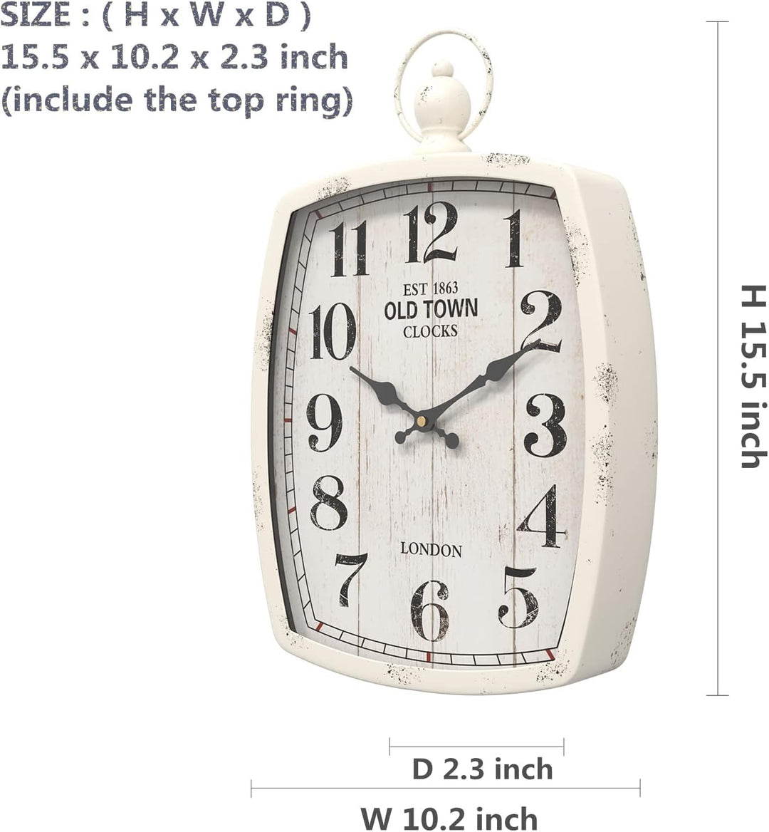 Menterry Rechteck Retro-Wanduhr, altmodisches antikes Design, rustikaler Vintage-Stil, batteriebetri