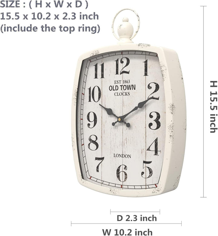 Menterry Rechteck Retro-Wanduhr, altmodisches antikes Design, rustikaler Vintage-Stil, batteriebetri