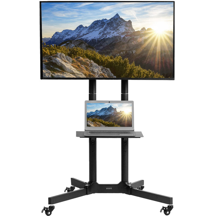 VIVO Mobiler TV-Wagen für 32-83 Zoll Bildschirme bis 50 kg, LCD LED OLED 4K Smart Flach- und Curved