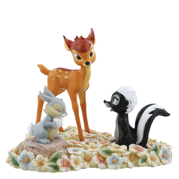 Enchanting Disney Pretty Bambi, Thumper & Flower Figurine, Resin, Multicolour, 20 x 25 x 17 cm