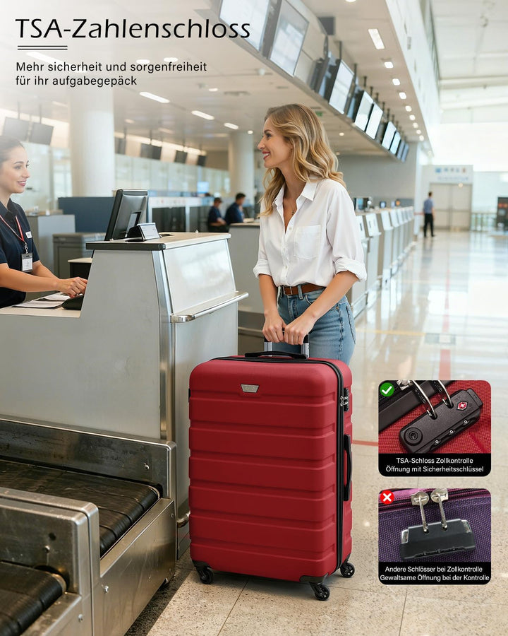 COOLIFE Koffer Gross 77cm XL, PC+ABS, Rollkoffer mit 360° Spinner Räder | TSA Zahlenschloss, Leicht
