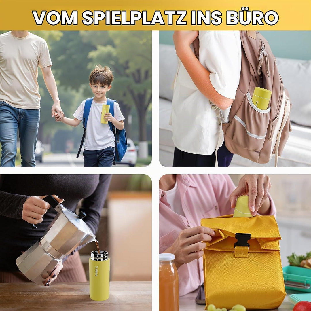 【Upgrade-Version】Exllena Mini Thermosflasche 220ml mit Edelstahl-Deckel, Trinkflasche Klein Doppelwa