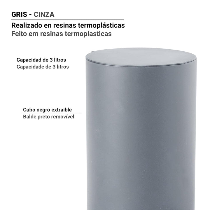 Gedy Sharon Treteimer mit Deckel, 3 l, Grau