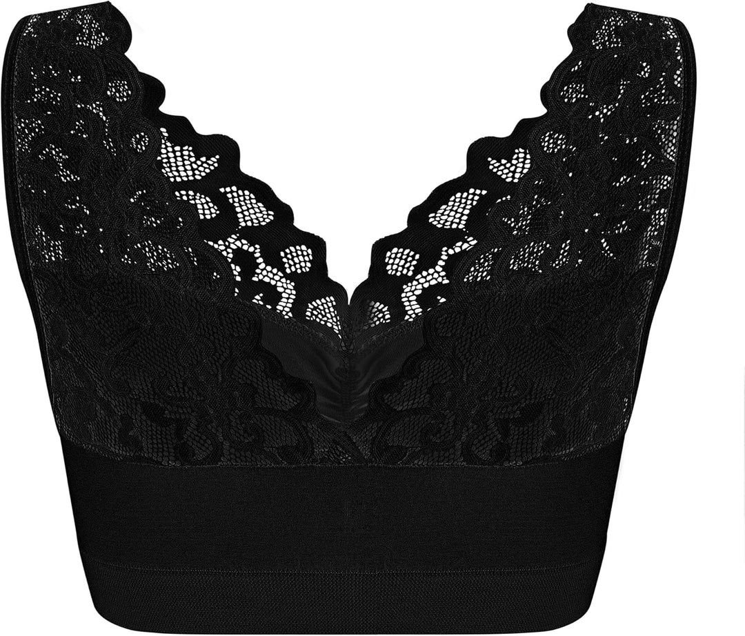 UnsichtBra Spitzen Bustier Damen BH ohne Buegel | 3er Set Wohlfühl Bustiers Tops mit feiner Spitze |
