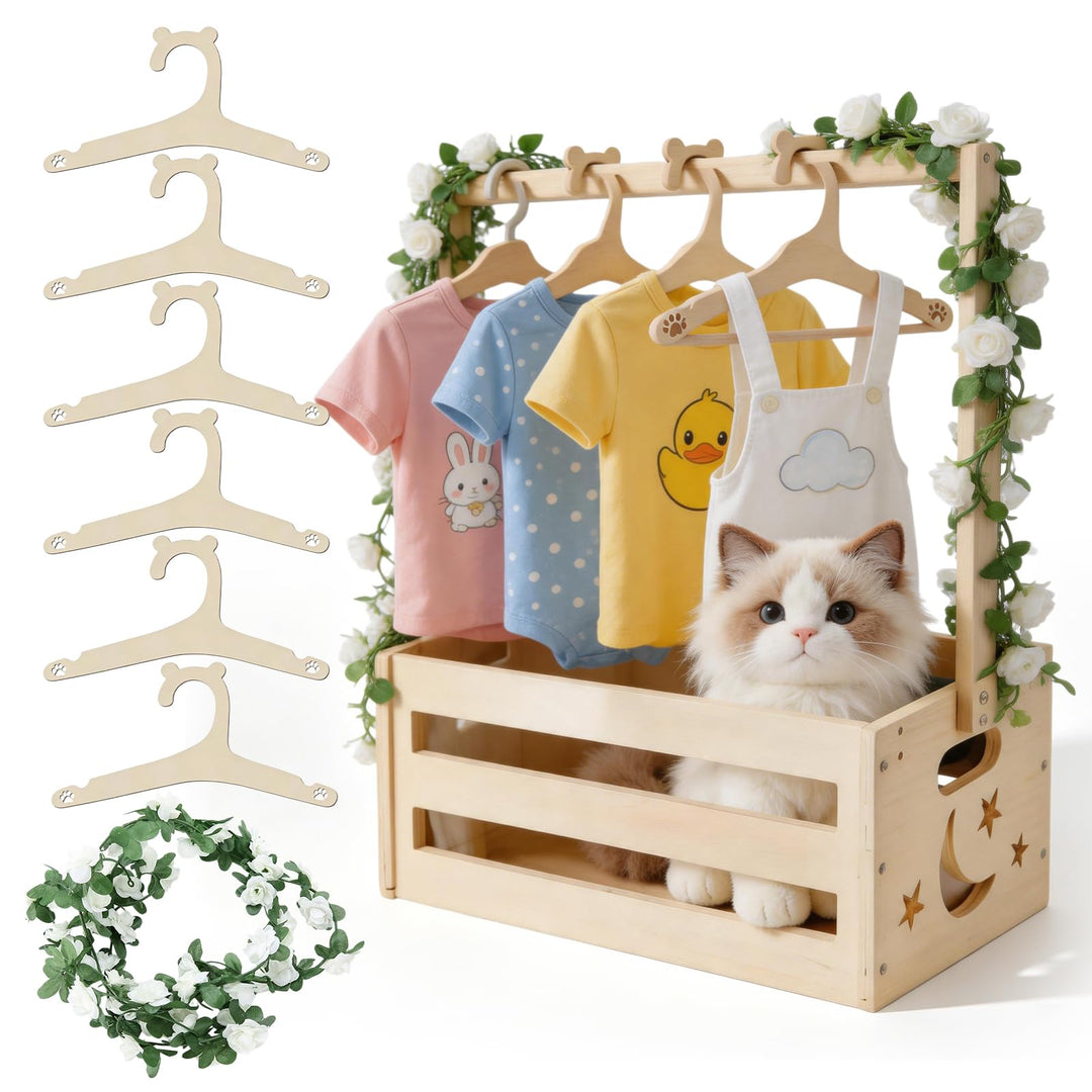 Holz Babyparty Kiste Kleiderbügel Praktische Baby mit Griff, Kinder Kleiderbügel und Girlande -Aufbe